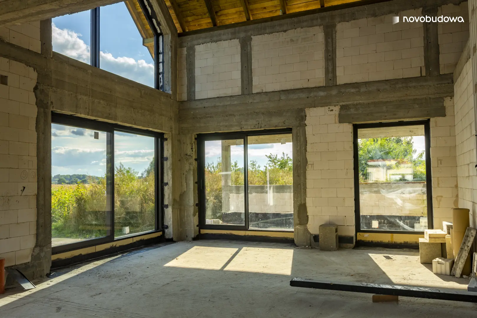 House with large slanted windows